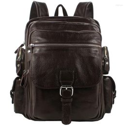Backpack 2024 Fashion Genuine Leather Men Rucksack Travel School Laptop Bag Knapsack Male Brown Black