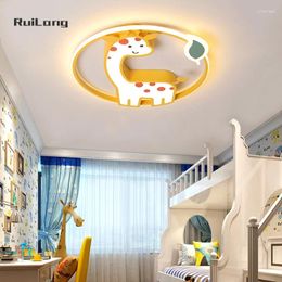 Ceiling Lights Kawaii Giraffe Lamp For Boy Room Baby Girl Bedroom Chandelier Cartoon Lustre Led Cute Animal Deer Children Light