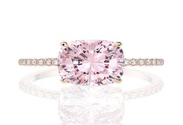 18k Rose Gold Pink Sapphire Diamond Ring 925 Sterling Silver Party Wedding Band Rings For Women Fine Jewelry74115621248245