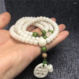 Link Bracelets Bodhi Bracelet White Jade 108Bodhi Root Pieces Apple Orchard Ivory Nut Lotus Slices Pendant Women's