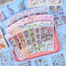 Gift Wrap 6pcs/pack PET Waterproof Material Scrapbooking Stickers DIY Pattern Decorative Stationery Creative Ledger Sticker Set