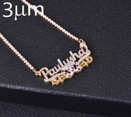 3UMeter Tennis Chain Letter Necklaces Name Gothic Double Plated Name Necklace Hip Hop Custom Carving Batch of Flowers for Gifts5948656