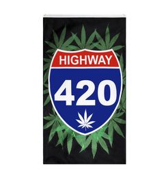 Custom Digital Print 3x5ft Flags Home and Holiday Blunt Highway 420 Smoke Flag Hippie Leaf Pot Party Banner For Decoration7807961