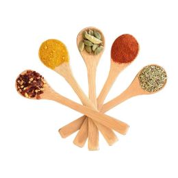 13cm Round Bamboo Wooden Spoon Soup Tea Coffee Honey Spoons Stirrer Mixing Cooking Tools Catering Kitchen Utensil SN610 LL