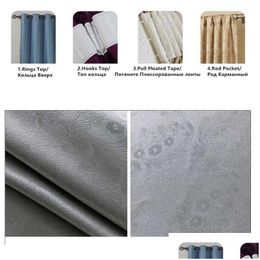 Curtain Modern Living Room Window European Curtains Blue 90% Blackout Darkening Drop Delivery Home Garden Textiles Treatments Dhpmt