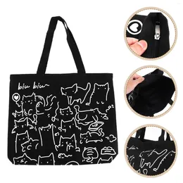 Storage Bags Large Capacity Shoulder Bag Tote Fashion Canvas Handbag Wild Grocery Pouch Outdoor Women's Lovely Animal Design