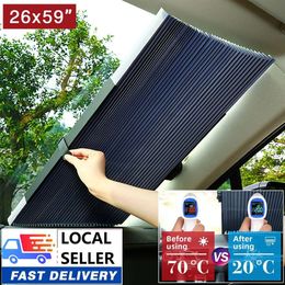 Front Rear Retractable Windshield Sun Shade Visor Window Folding Block Cover Universal Car UV Sunshade