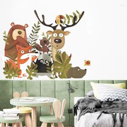 Wall Stickers Hand Painted Forest Animals For Kids Room Bedroom Decor PVC Posters Home Cartoon Decals