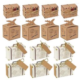 Gift Wrap 10pcs Travel Suitcase Candy Box Kraft Paper Chocolate Packaging Boxes Wedding Party Favours For Guests Birthday Decor