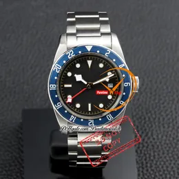 M79830 A21J Automatic Mens Watch 40mm Blue Bezel Black Dial Gold White Markers Stainless Steel Bracelet Sports Watches Reloj Hombre Montre Hommes Puretime PTTD