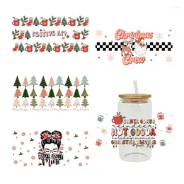 Window Stickers UV DTF Transfer Sticker Christmas Tree For The 16oz Libbey Glasses Wraps Bottles Cup Can DIY Waterproof Custom Decals D3845