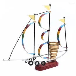 Candle Holders Home Supplies Decoration Sailing Boat Model Creative Candel Holder Desktop Ornaments Artware Metal