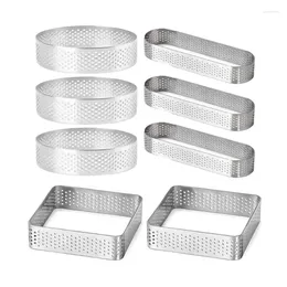 Baking Moulds 8Cm Stainless Steel Tart Ring Heat-Resistant Perforated Cake Mousse Round Doughnut Tools