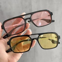 Sunglasses Double Bridges Hollow Vintage Metal Frame Trending Pink Gradient For Women Men UV400 Fashion Cool Leopard Eyewear