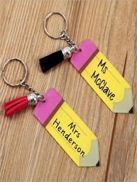 Acrylic Pencil Keychain With Ring Tassels Favour Mini DIY Name Keyring Christmas Gift for Student Teacher2610604