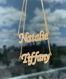 3UMeter 2020 New Colour Rhinestone Necklace Pendant for Women Hip Hop Letter Necklace Name Personalised Custom Necklace Gold Gift1385513