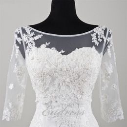 Elegant Sheer Bridal Lace Jacket Batesu Long Sleeves Appliques Wrap Sheath Bridal Bolero Custom Made High Quality Jacket For Wedding Dr 265m