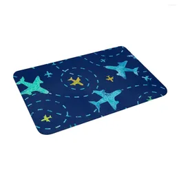 Carpets Unique Design Nay Blue Airplane Non Slip Absorbent Memory Foam Bath Mat For Home Decor/Kitchen/Entry/Indoor/Outdoor/Living Room