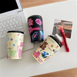 Water Bottles Sippy Cup Charming Durable Stainless Steel Convenient For Students Cute Design Keep Drinks Coffee Functional Tumbler