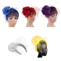 Hair Clips Floral Hairband With Veil Padded Headband For Ladies Pillbox Hat Headwear R7RF