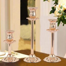 Candle Holders Iron Holder Candlelight Dinner Retro Single Candlestick Embossed T2z3
