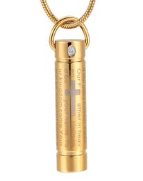 ZZL157 PVD Plating Stainless Steel Cylinder Keepsake Memorial Urn Pendant with Lord039s Prayer Engrave Cremation Jewlery for A8444642