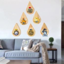Decorative Plates Water Drop Shape Wooden Medal Display Racks Honor Commemorative Rack Hanger Home Wall Decoration
