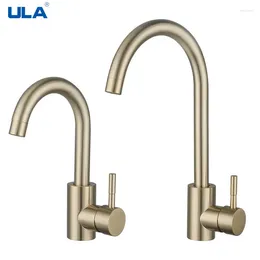 Kitchen Faucets ULA Stainless Steel Faucet 360 Degree Rotate Flexible Tap Cold Water Sink Gold Mixer