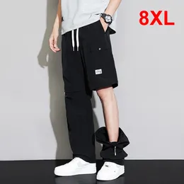 Men's Pants Detachable Summer Shorts Plus Size 8XL Cargo Fashion Casual Straight Men Elastic Waist Big