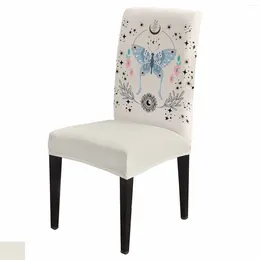 Chair Covers Bohemian Moon Stars Butterfly Dining Spandex Stretch Seat Cover For Wedding Kitchen Banquet Party Case