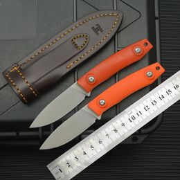 1Pcs New High Quality Survival Straight Knife 8Cr13Mov Satin Drop Point Blade Full Tang G10 Handle Outdoor Fixed Blade Hunting Knives With Leather Sheath