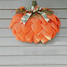 Decorative Flowers Fake Pumpkin Door Hanger Fall Wreath Artificial Flower Plastic Portable Welcome Sign 1PC Autumn Halloween Garden