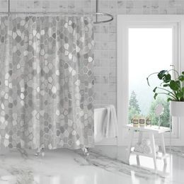 Shower Curtains 1pc 180x180cm Polyester Curtain Mildew-proof Waterproof Perforated With Hooks Anti-pilling Nordic Small Bricks