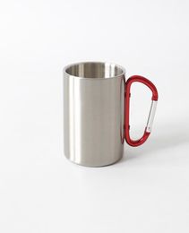 10oz Thermal transfer Coffee Mug with Carabiner Handle Customize Stainless Steel Sublimation Mug Portable Outdoor Travel Cup By SE9033444