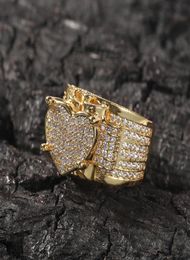 Hip Hop New Men039s Big Love Men Ring Famous Brand Iced Out Micro Pave CZ Rings Punk Rap Jewelry5973817