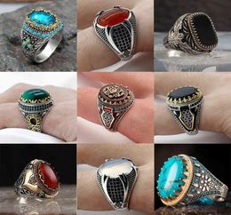 Retro Luxury Natural Red Stone Turkish Handmade King Crown Ring Men and Women Fashion Trend Banquet Jewelry Gift G11258673964