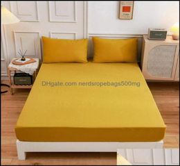 Bedding Supplies Textiles Garden Sheets Sets Home Fashion Ginger Curry Solid Color Fitted Sheet Bed Er Sabana Bedspread Round El9805200