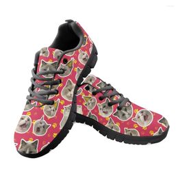 Casual Shoes HOMDOW Cute Animals Design Ladies Sneaker For Women Color Print Flat Lace-up Footwear