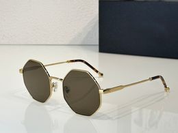 Polygons Sunglasses Gold Metal Frame Brown Lenses Women Designe Sunglasses Summer Eyewear Glasses Sunnies Gafas de sol Shades UV400 Protection Eyewear
