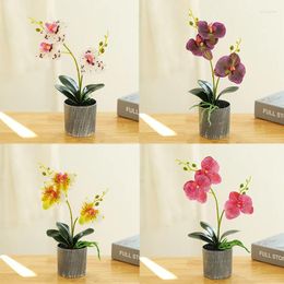 Decorative Flowers Artificial Bonsais Butterfly Orchid Plant Flower Potted For Wedding Party Decoration Desktop Home Ornament