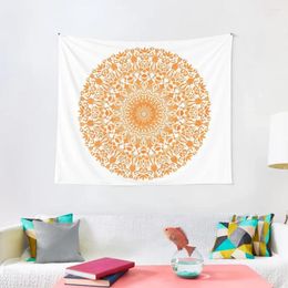 Tapestries Tribal Mandala Orange With White Background Tapestry Wall Hanging Decor Bed Room Decoration Bedroom