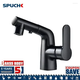 Bathroom Sink Faucets Pull Out Basin Brass Body Black Cold Water Tap Deck Mounted Single Handle Mixer Accessory
