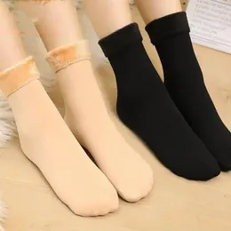 Women Socks Winter Warm Thicken Thermal Wool Cashmere Snow Black Skin Seamless Sock Velvet Soft Boots Floor Sleeping
