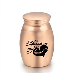 Memorial Mini Cremation Waterproof Urn for Ashes Stainless Steel Small Funeral Keepsake Urn Always in my heart25x16mm1804099