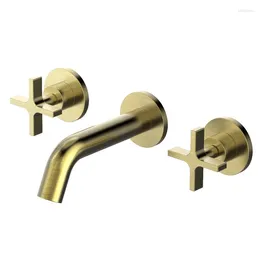 Bathroom Sink Faucets Wall Mounted Brass Brushed Gold / Black Faucet High Quality Copper Basin Mixer Tap Cold Water Design