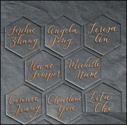 Greeting Cards 20Pcs Clear Acrylic Hexagon Blank Place Laser Cut Sheet Plain Tiles Wedding Decoration For Table Numbers Guest Name9634520