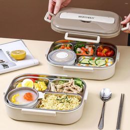 Dinnerware WORTHBUY Multi Grids Lunch Box Stainless Steel Heatable Bento For Kid Student Adult Portable Seal Storage Container