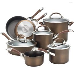 Cookware Sets Symmetry Dishwasher Safe Hard Anodized Nonstick Pots And Pans Set 11-Piece Chocolate