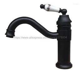 Bathroom Sink Faucets Faucet Oil Rubbed Bronze Single Handle & Cold Water Mixer Taps Wash Basin Kitchen Deck Mounted Nnf320