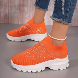 Casual Shoes Mesh Knitted Breathable Outdoors Women Slip-on Sneakers Fashion Ladies Comfort Walking